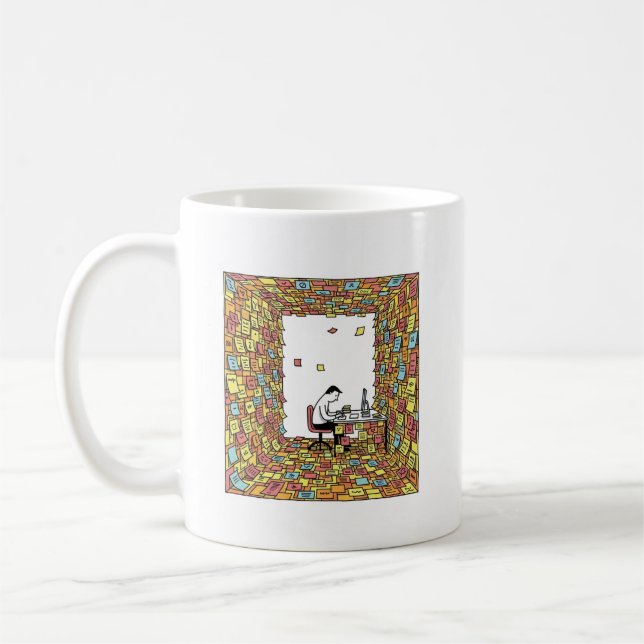 Sticky Notes – Overwhelmed Office Art Coffee Mug (Left)