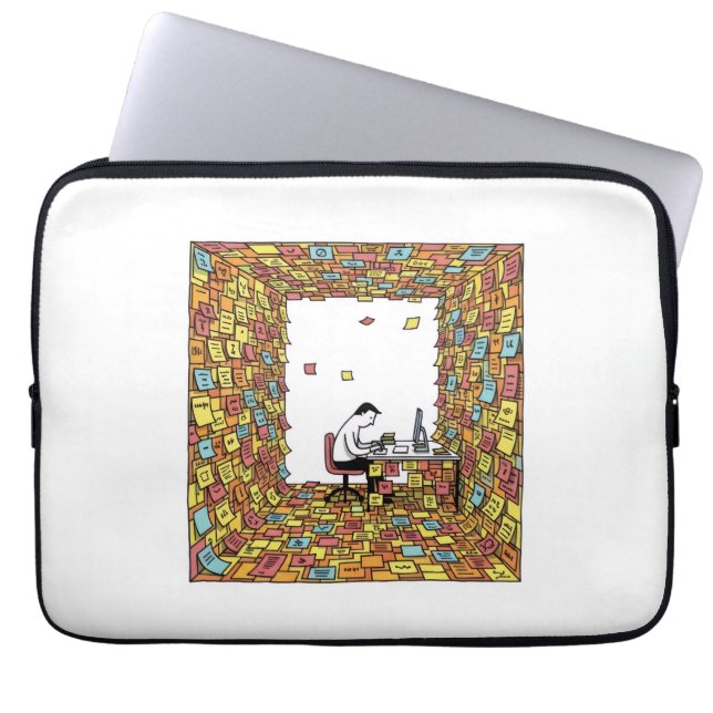 Sticky Notes – Overwhelmed Office Art Laptop Sleeve (Front)