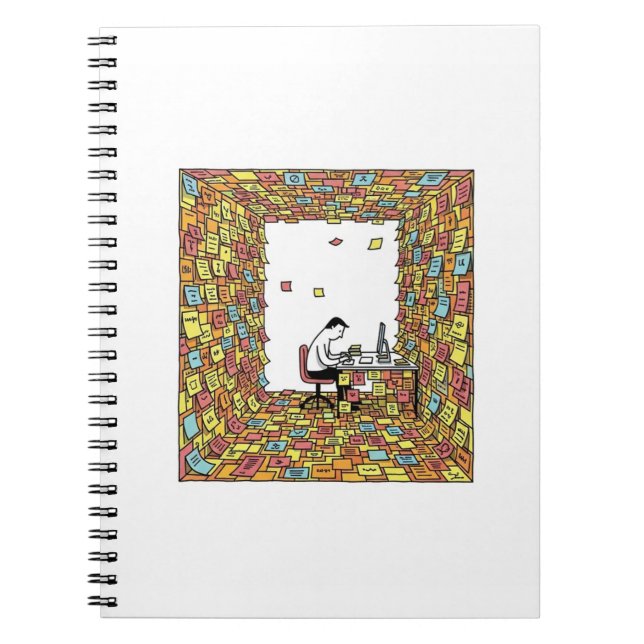 Sticky Notes – Overwhelmed Office Art Notebook (Front)