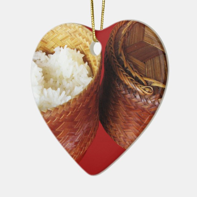 Sticky Rice [Khao Niao] Thai Lao Food Ceramic Tree Decoration (Left)