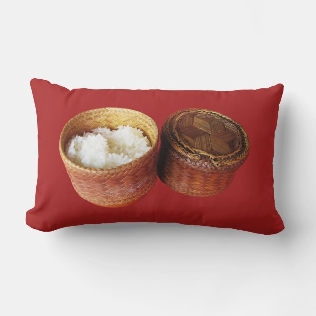 Sticky Rice [Khao Niao] Thai Lao Food Lumbar Cushion (Front)