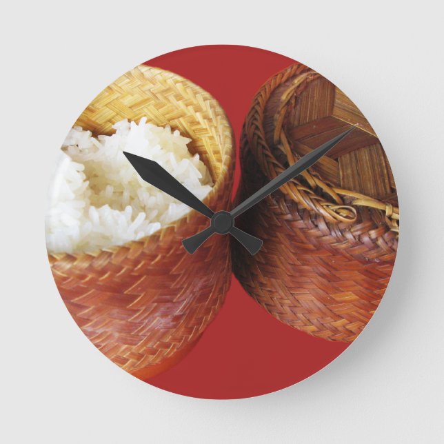 Sticky Rice [Khao Niao] Thai Lao Food Round Clock (Front)