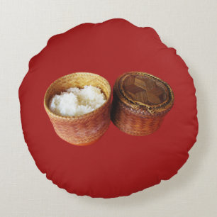 Sticky Rice [Khao Niao] Thai Lao Food Round Cushion