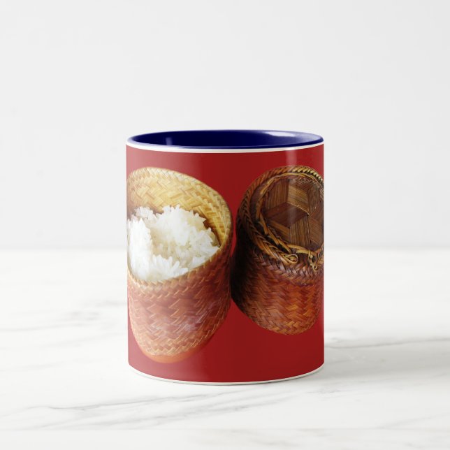 Sticky Rice [Khao Niao] Thai Lao Food Two-Tone Coffee Mug (Center)