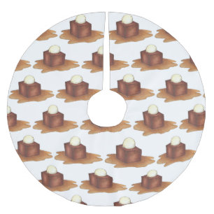 Sticky Toffee Pudding UK British Food Dessert Brushed Polyester Tree Skirt