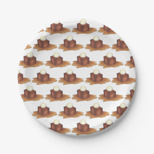 Sticky Toffee Pudding UK British Food Dessert Paper Plate