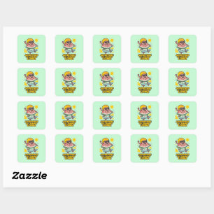 Sticky watermelon skater, kawaii fruit square sticker