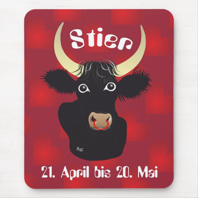 Stier 21. April bis 20. Mai Mausmatte Mouse Mat (Front)
