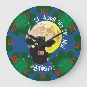 Stier 21. April bis 20. Mai Uhr Large Clock
