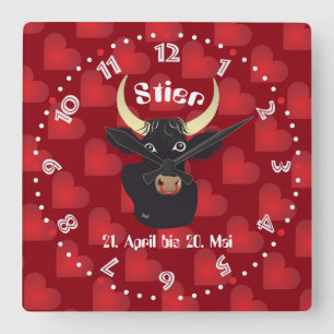 Stier 21. April bis 20. Mai Uhr Square Wall Clock