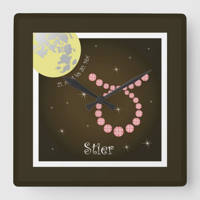 Stier 21. April bis 20. Mai Uhr Square Wall Clock (Front)