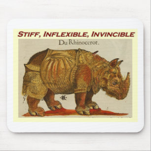 Stiff, Inflexible, Invincible rhino  brown.jpg Mouse Mat