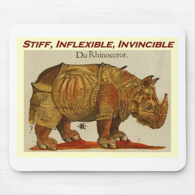 Stiff, Inflexible, Invincible rhino  brown.jpg Mouse Mat (Front)