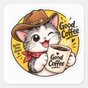 stiker good coffe square sticker