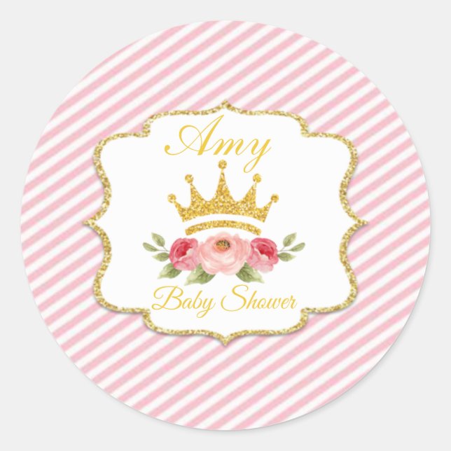 stikers pegatina motivo coronita dorada  classic round sticker (Front)