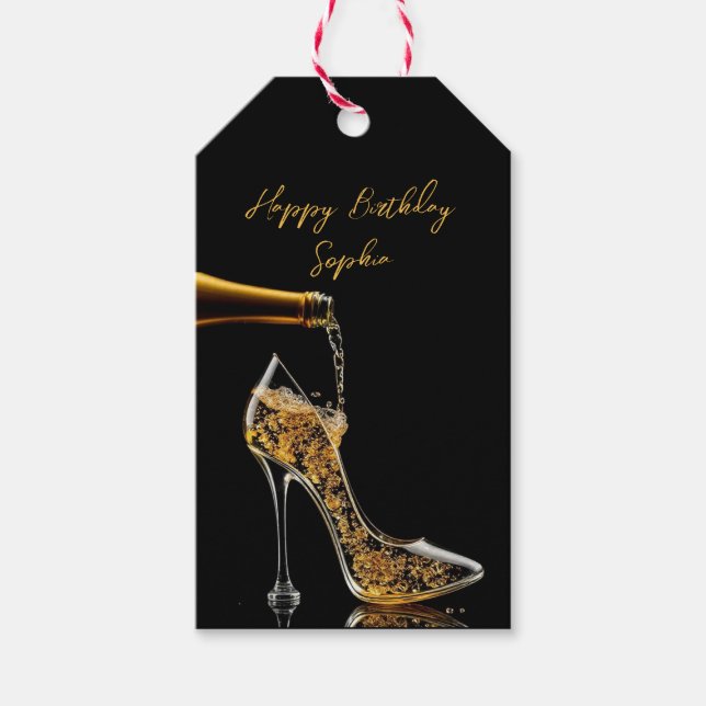 Stiletto and Sparkling Wine  Gift Tags (Front)