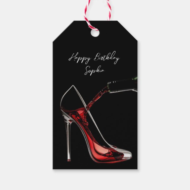 Stiletto and Wine  Gift Tags (Front)
