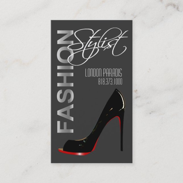 Stiletto Fashion Stylist, Costume Designer Business Card (Front)