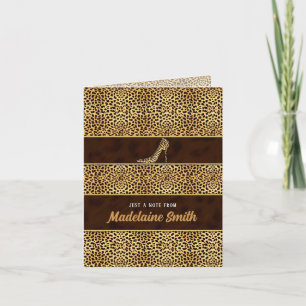 Stiletto Heel and Cheetah Print Deluxe Note Card