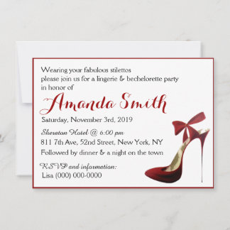 Stiletto High Heel Shower Bachelorette Party Invitation