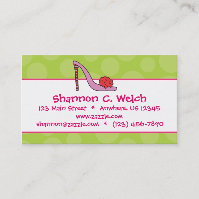 Stiletto Shoe Polka Dot Business Calling Cards (Front)