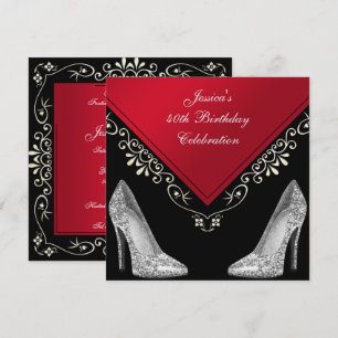 Stilettos & Decorative Swirls 40th Birthday Invitation