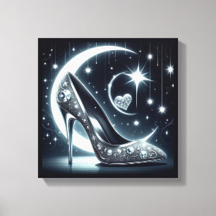 Stilettos, Diamonds, Moon, Stars and Hearts Canvas Print