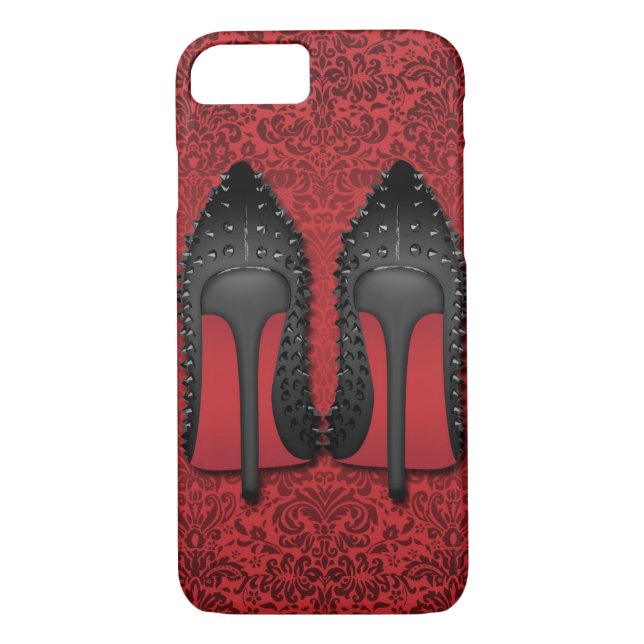 Stilettos in red damask background Case-Mate iPhone case (Back)