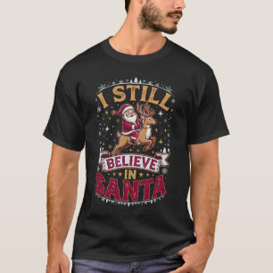 Still Believe Santa Reindeer Christmas Snowflakes T-Shirt