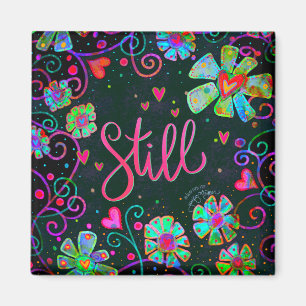 Still Black Pretty Fun Floral Inspirivity Magnet
