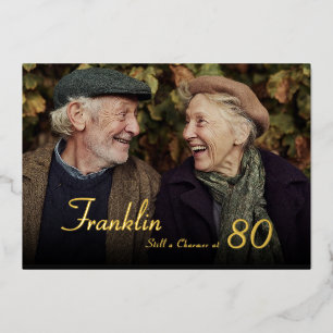 Still Charming Male 80th Photo Birthday Invitation