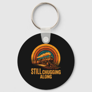 Still Chugging Along Retro Steam Train Locomotive Key Ring