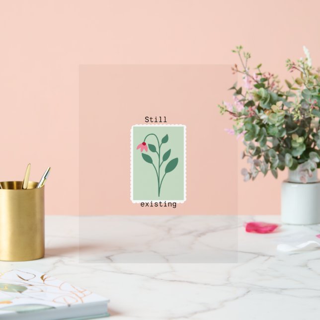 Still Existing Minimalist Flower Stamp Design Acrylic Sign (Wedding)