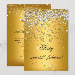 Still Fabulous 60 Gold Silver Streamers Birthday Invitation