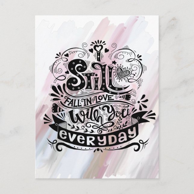 Still Fall in Love Everyday Postcard Watercolor (Front)