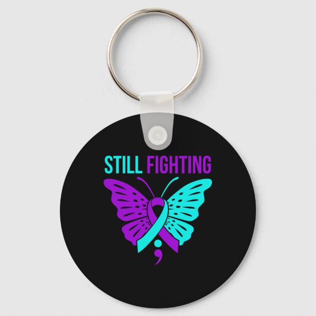 Still Fighting Happy Suicide Awareness Support Gra Key Ring (Front)