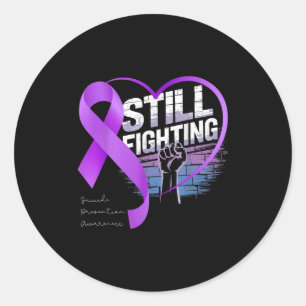 Still Fighting Suicide Prevention Awareness Purple Classic Round Sticker