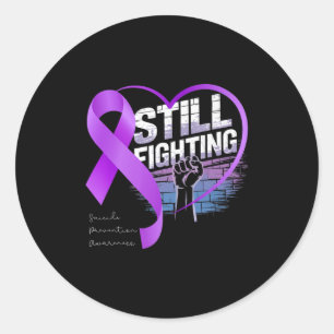 Still Fighting Suicide Prevention Awareness Purple Classic Round Sticker