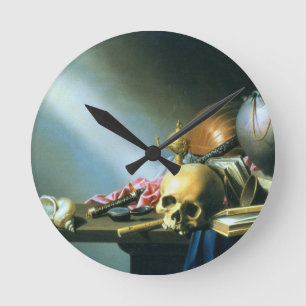 Still Life: An Allegory of the Vanities of Human L Round Clock