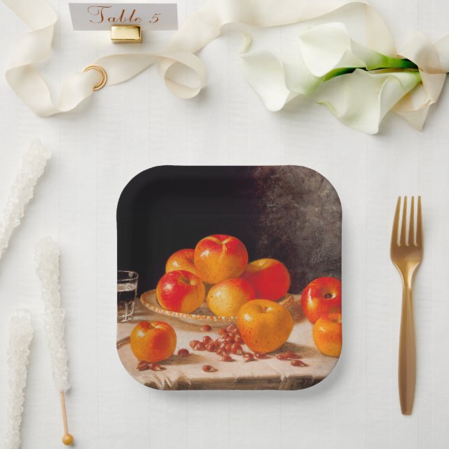 Still Life, Apples and Chestnuts Paper Plate (Wedding)