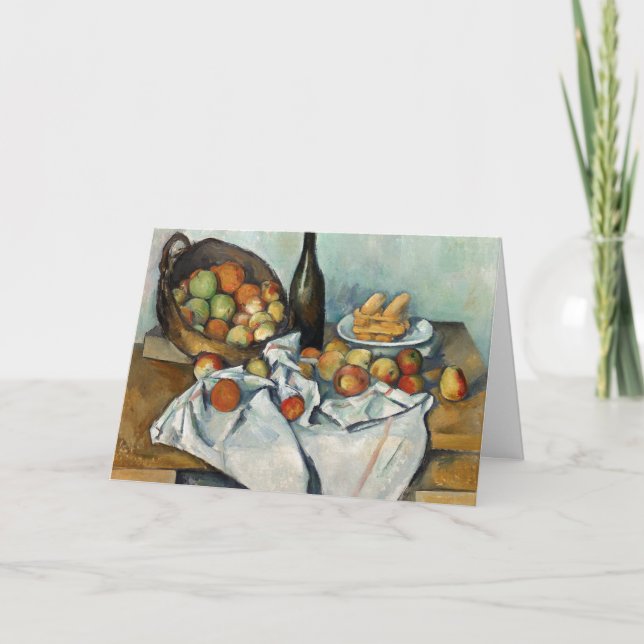Still Life Apples Basket Cezanne Painting Art Card (Front)