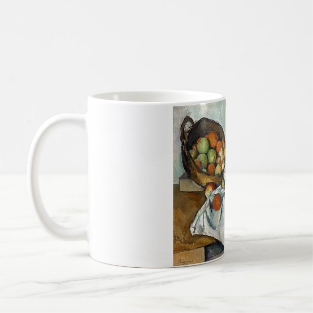 Still Life Apples Basket Cezanne Painting Art Coffee Mug (Left)