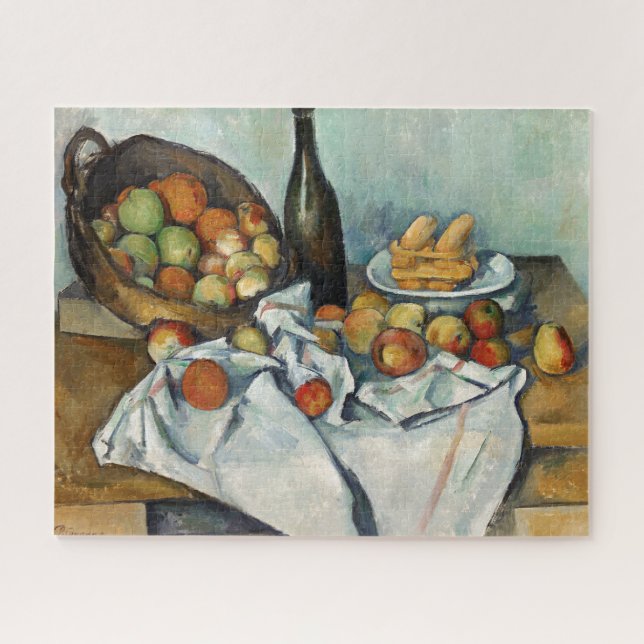 Still Life Apples Basket Cezanne Painting Art Jigsaw Puzzle (Horizontal)