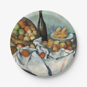 Still Life Apples Basket Cezanne Painting Art Paper Plate