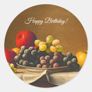 Still Life, Apples, Grapes, Fruit  Classic Round Sticker