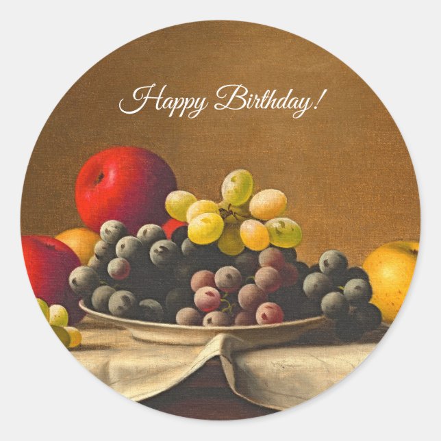 Still Life, Apples, Grapes, Fruit  Classic Round Sticker (Front)