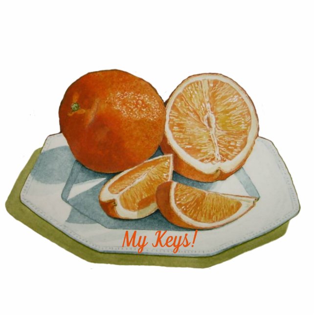 still life art painting of sliced fruit oranges photo sculpture key ring (Front)