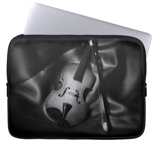Still-life b&W image of a violin Laptop Sleeve (Front)