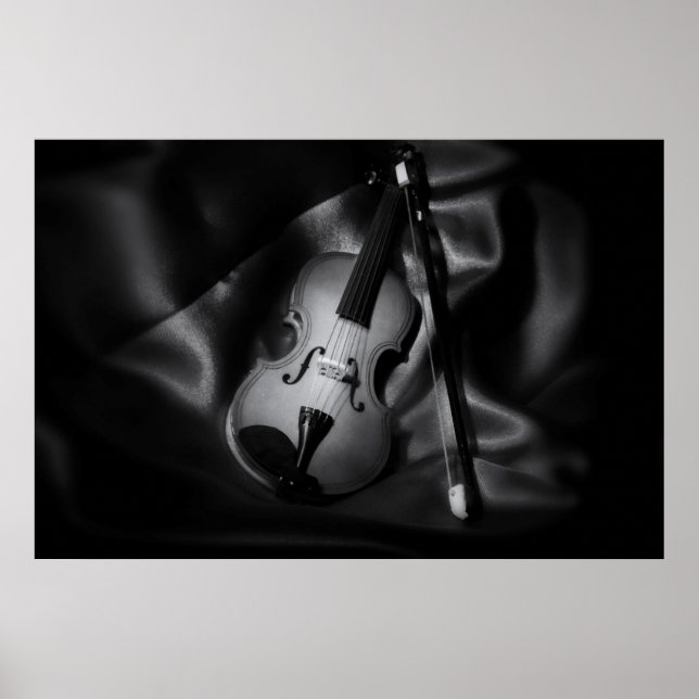Still-life b&W image of a violin Poster (Front)