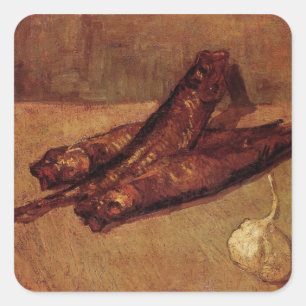 Still Life Bloaters and Garlic by Vincent van Gogh Square Sticker